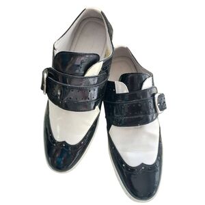 Energie Men's Black and White Patent Leather Loafers Size 7.5 US